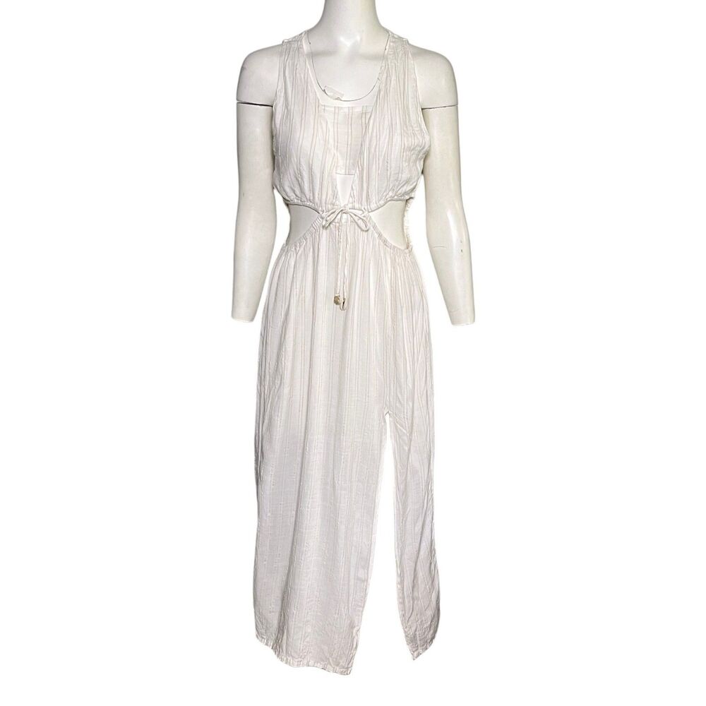 L*Space Donna Cover Up Maxi Dress White Cutout Tie Waist Beach Resort - Picture 2 of 10